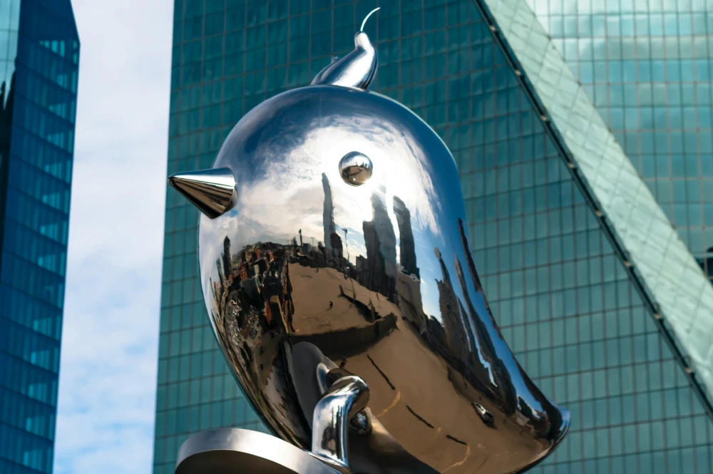 dallas metal bird statue