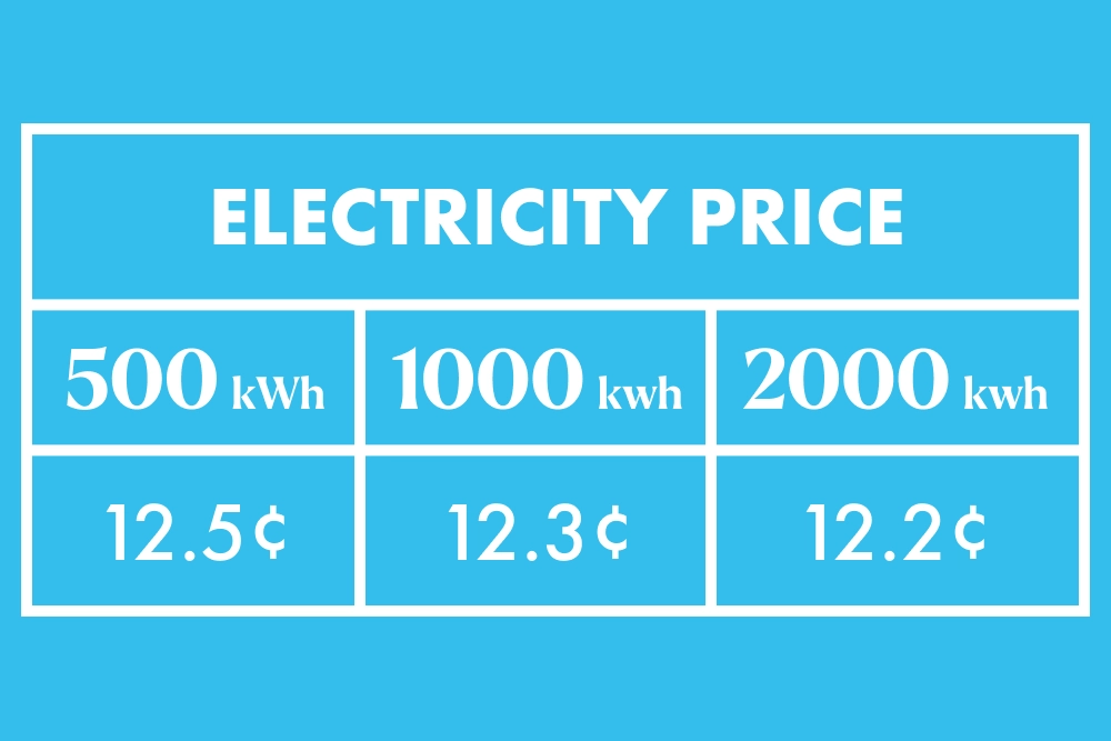 average electricity prices texas EFLs