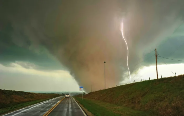 tornado and lightning strike