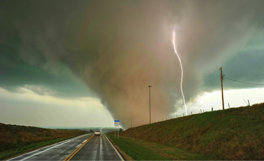 tornado and lightning strike