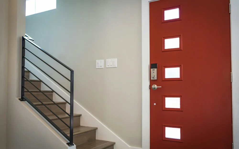 Inside of a front door of a townhome in Texas