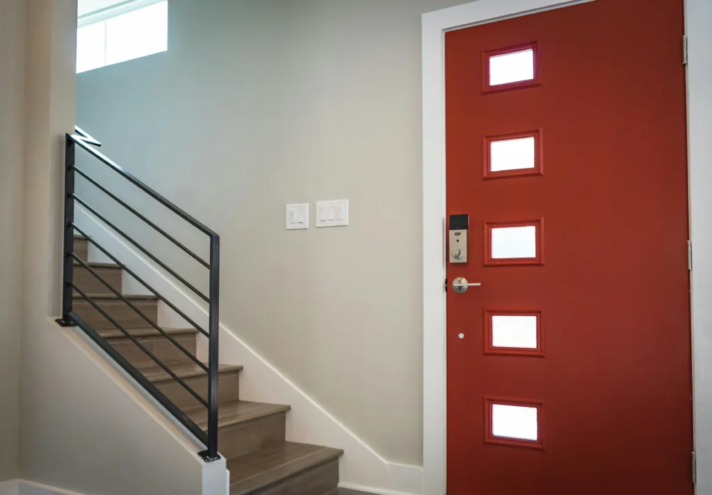 Inside of a front door of a townhome in Texas