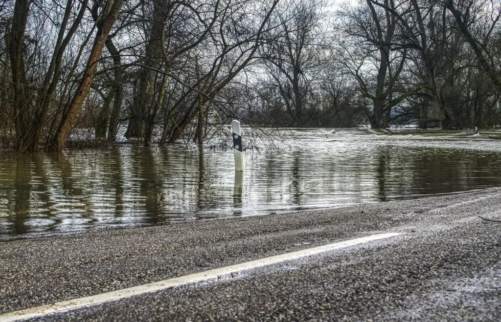 flash flood almost covering road