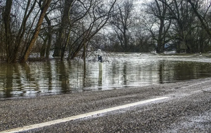 flash flood almost covering road