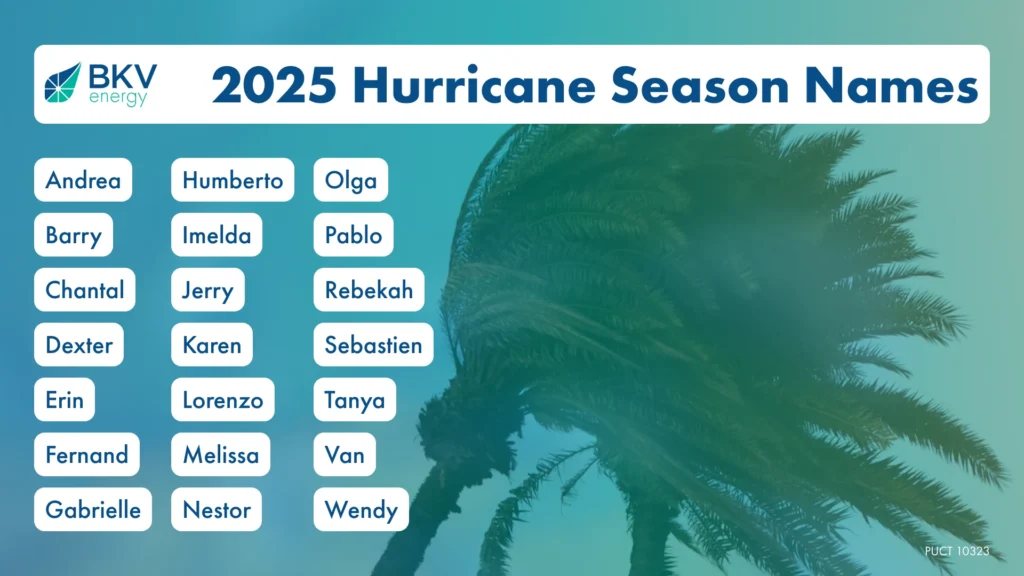 2025 hurricane season names list