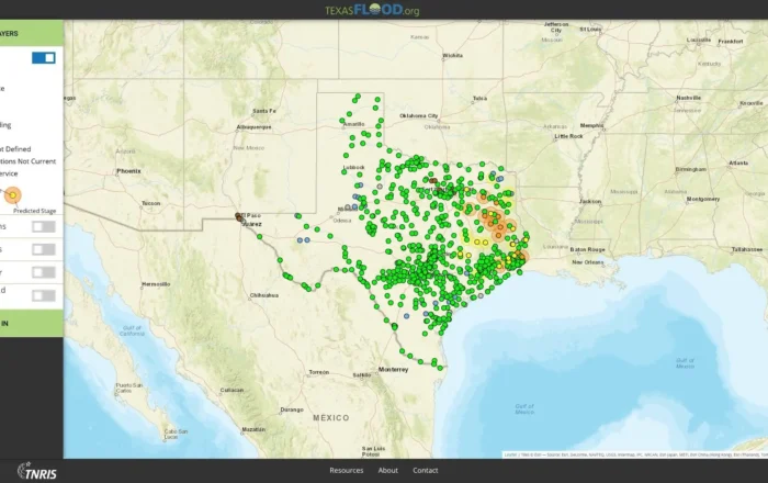 Screenshot of Texas interactive flood maps