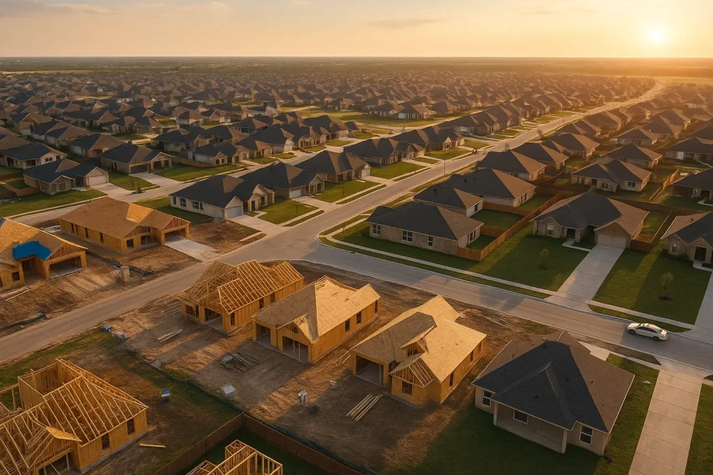 chatGPT generated image of Texas suburban sprawl