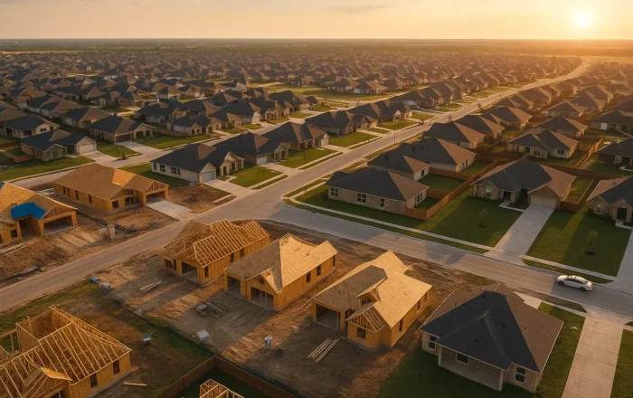 chatGPT generated image of Texas suburban sprawl