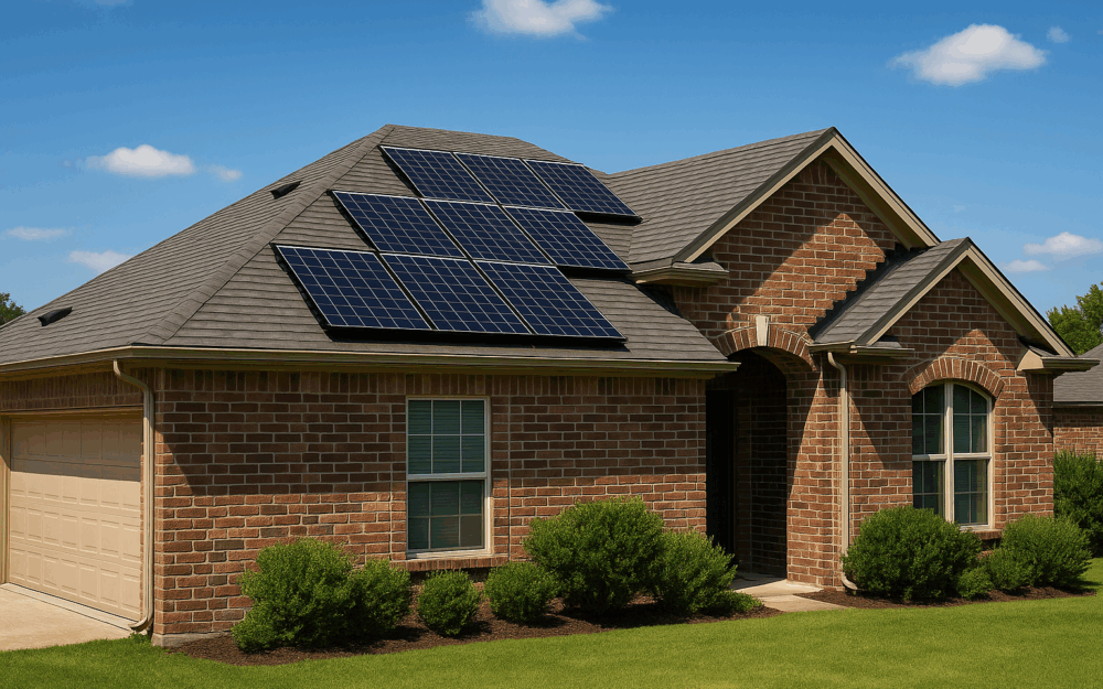 chatGPT generated image of a Texas home with solar panels