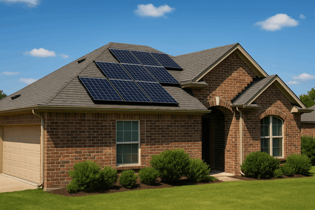 chatGPT generated image of a Texas home with solar panels