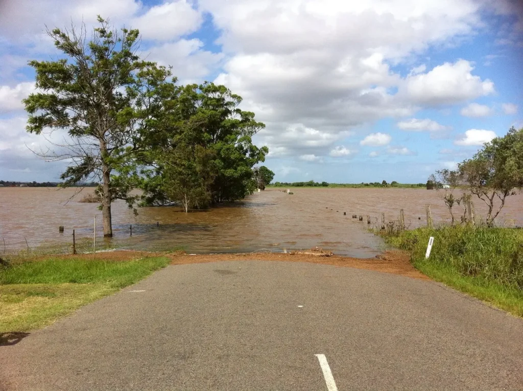 flooded road in Texas