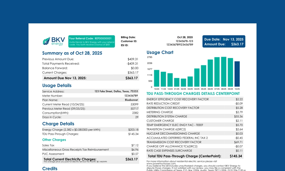 new BKV energy electricity bill designs