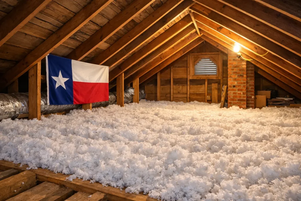 Texas attic with insulation