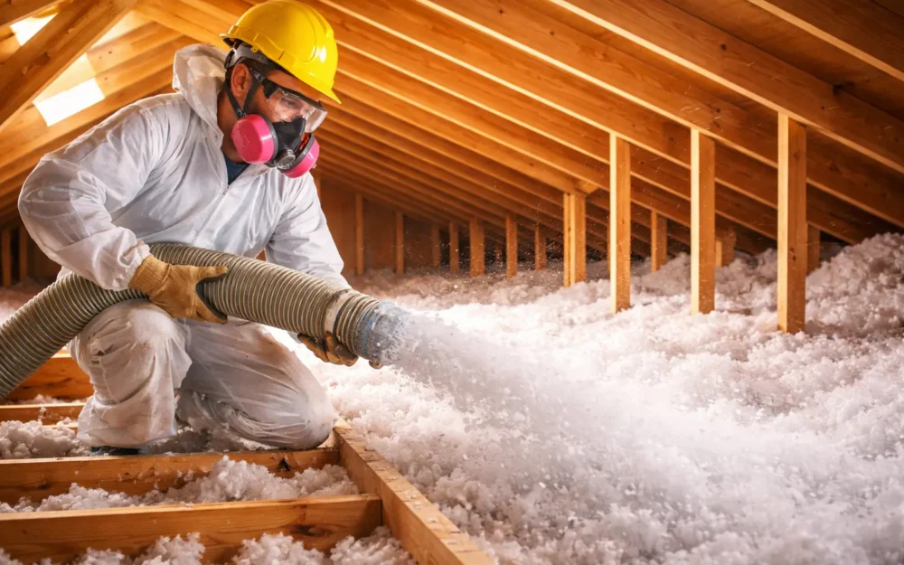 Chat GPT generated image of an attic insulation project in Texas