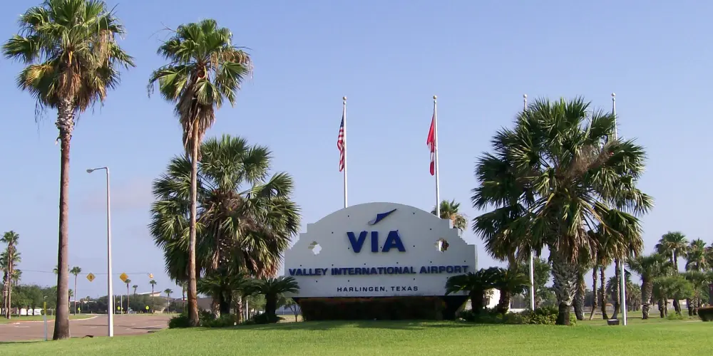 via airport welcome sign in harlingen texas