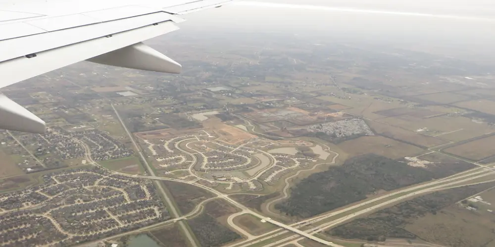 pearland texas from an airplane
